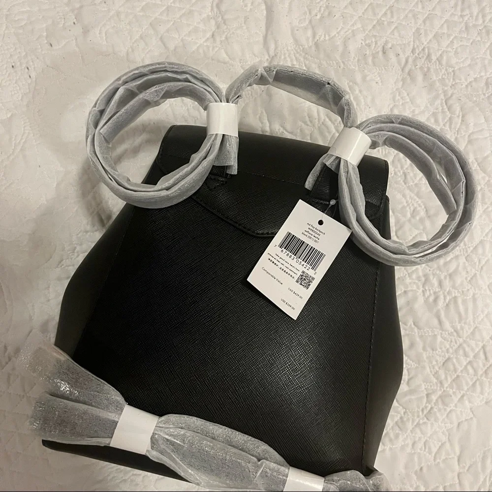 NWT Kate Spade Medium Flap Adjustable Black Backpack